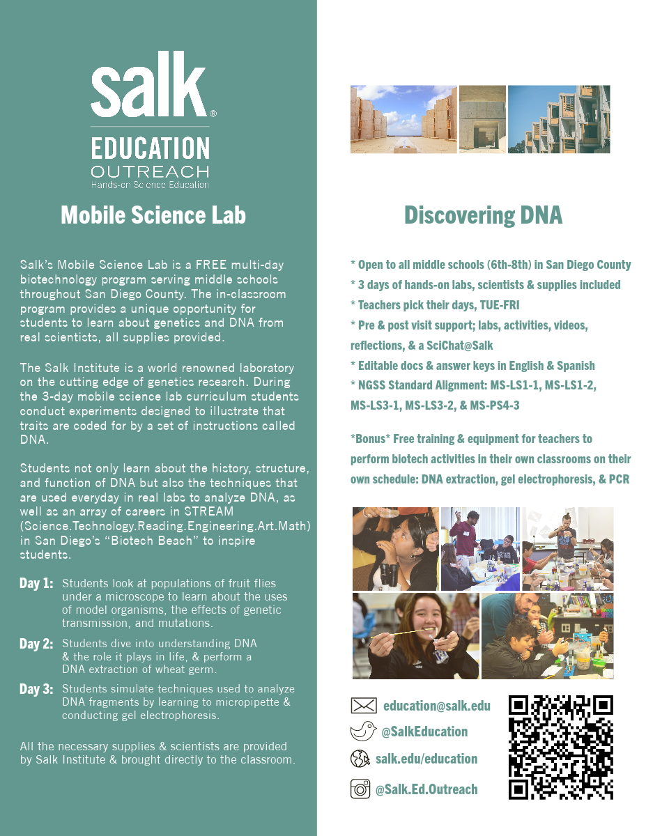 Salk Institute Education Outreach  San Diego Festival of Science &  Engineering